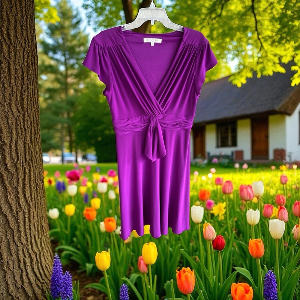 Evan Picone Elegant Purple Midi Dress